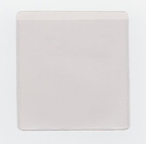 VINYL SLEEVE WITH ADHESIVE BACK - OPEN ON SHORT SIDE (PORTRAIT) - EXTERNAL DIMENSIONS: 4" x 4.25"