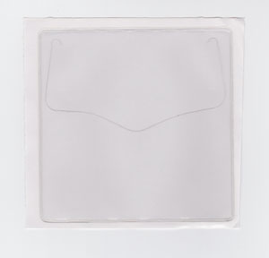 VINYL SLEEVE WITH ADHESIVE BACK - OPEN ON SHORT SIDE (PORTRAIT) - EXTERNAL DIMENSIONS: 1.625" x 1.6875"