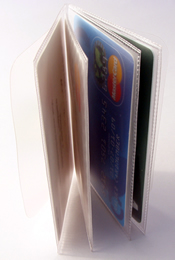 4 PAGE TRIFOLD CREDIT CARD WALLET INSERT WITH FANCY EDGE   MADE WITH 5.5 MIL MATTE VINYL