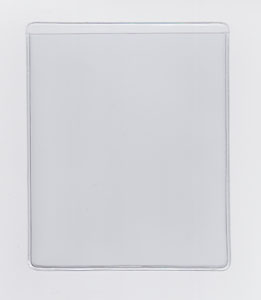 CLEAR VINYL SLEEVE - OPEN ON SHORT SIDE (PORTRAIT) - EXTERNAL DIMENSIONS: 3.25" x 3.5"