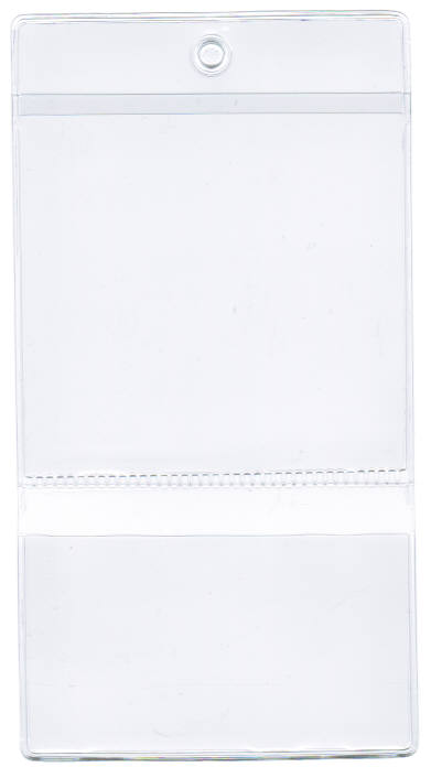 JOB TICKET HOLDER/POUCH - OPEN SHORT SIDE (PORTRAIT) - ABOVE/BELOW POCKETS - EXTERNAL DIMENSIONS: 3.625" x 6.75"