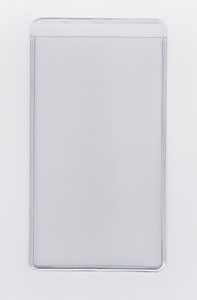 VINYL SLEEVE WITH ADHESIVE BACK - OPEN ON SHORT SIDE (PORTRAIT) - EXTERNAL DIMENSIONS: 2.375" x 4.375"