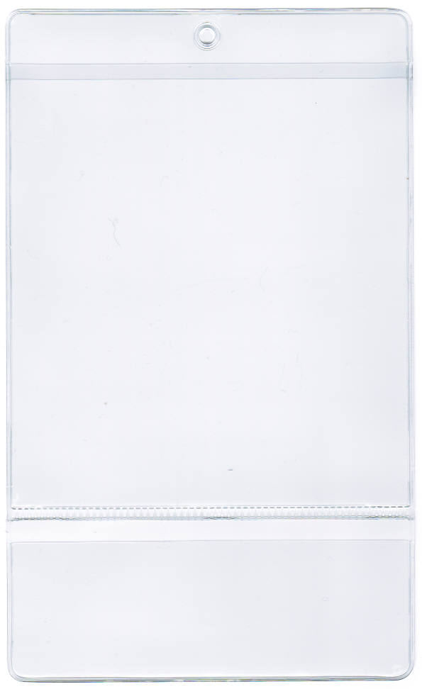 JOB TICKET HOLDER/POUCH - OPEN SHORT SIDE (PORTRAIT) - ABOVE/BELOW POCKETS - EXTERNAL DIMENSIONS: 5.75" x 9.5"