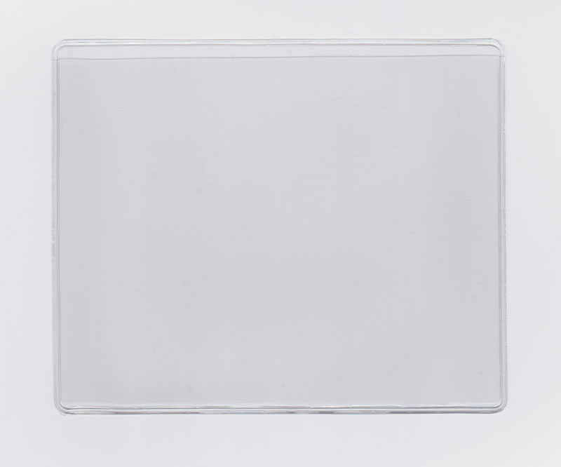 VINYL SLEEVE WITH ADHESIVE BACK - OPEN ON LONG SIDE (LANDSCAPE) - EXTERNAL DIMENSIONS: 4" x 4.25"