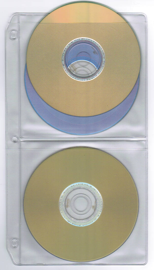 DOUBLE SIDED, 4 CD BINDER PAGE W/ SLIT OPENING ON FOR EACH CD HOLDER POCKET - WITH 0.5625" BINDING EDGE AND THREE HOLES TO FIT A STANDARD 3 RING BINDER - O.D. 5.750" X 10.250" - 8 MATTE FIRM VINYL