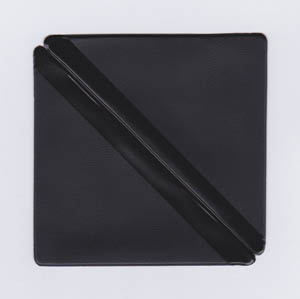 CALENDAR CORNER (EACH) WITH 0.25" DROP - EXTERNAL DIMENSIONS 2.8750" x 2.875" x 4.0620" - OPEN ON LONG SIDE - WITH FEATHER EDGE AND ROUND CORNERS-MADE WITH 12 MIL BLACK SHOEKID